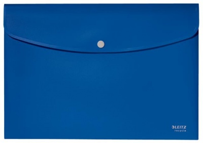 Irattartó tasak, A4, PP, patentos, LEITZ "Recycle", kék