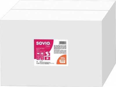 Kéztörlő, V hajtogatott, 2 rétegű, 200 lap, 21x25 cm, SOVIO