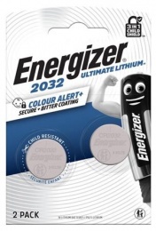Gombelem, CR2032, 2 db, színjelző, ENERGIZER "Ultimate Lithium Performance"