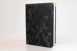 Oklevéltartó, A4, exkluzív, plüss, 4 fém sarokkal, fekete