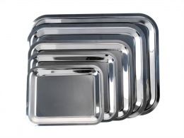 Tálca, szögletes, rozsdamentes acél, 25 x 21 cm