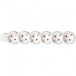 Elosztósor, 6 csatlakozóaljzat, 3 m kábelhosszúság, HOME, fehér